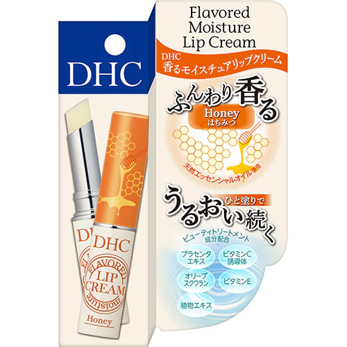 DHC flavored moisture lip cream packaging with honey flavor on a white background