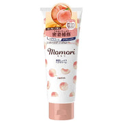Hair cream tube with peach design and 'Momori' branding on a white background
