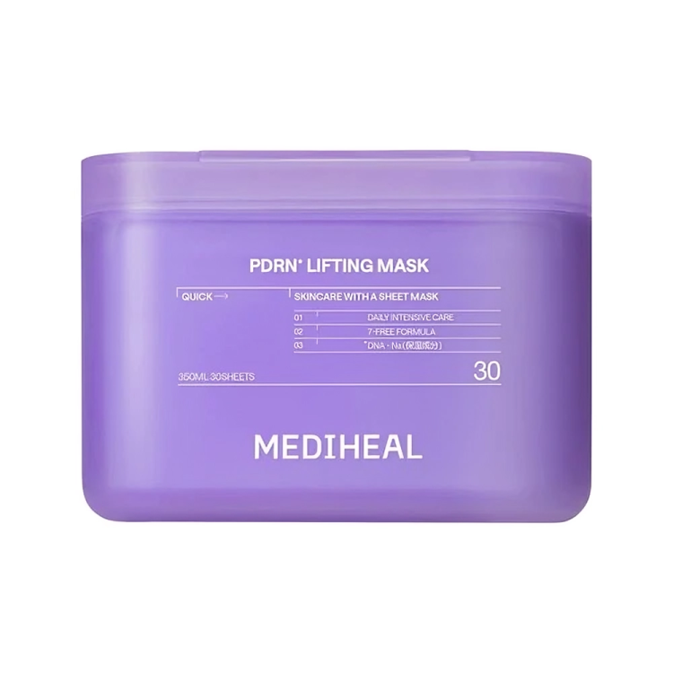 Purple Mediheal PDRN Lifting Mask packaging on a white background