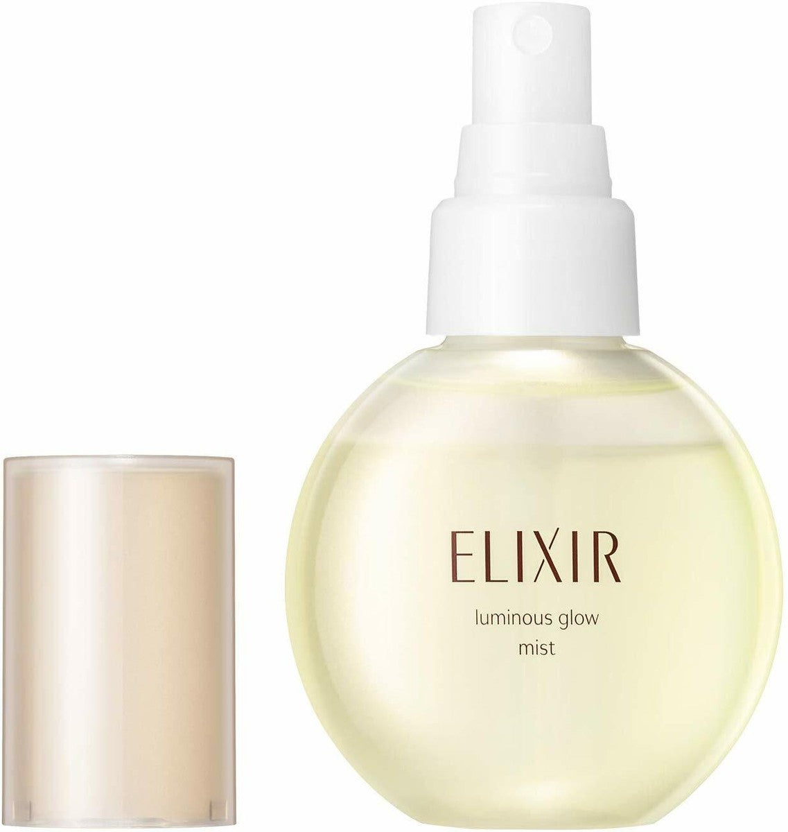 Shiseido Elixir luminous glow mist bottle with cap on a white background